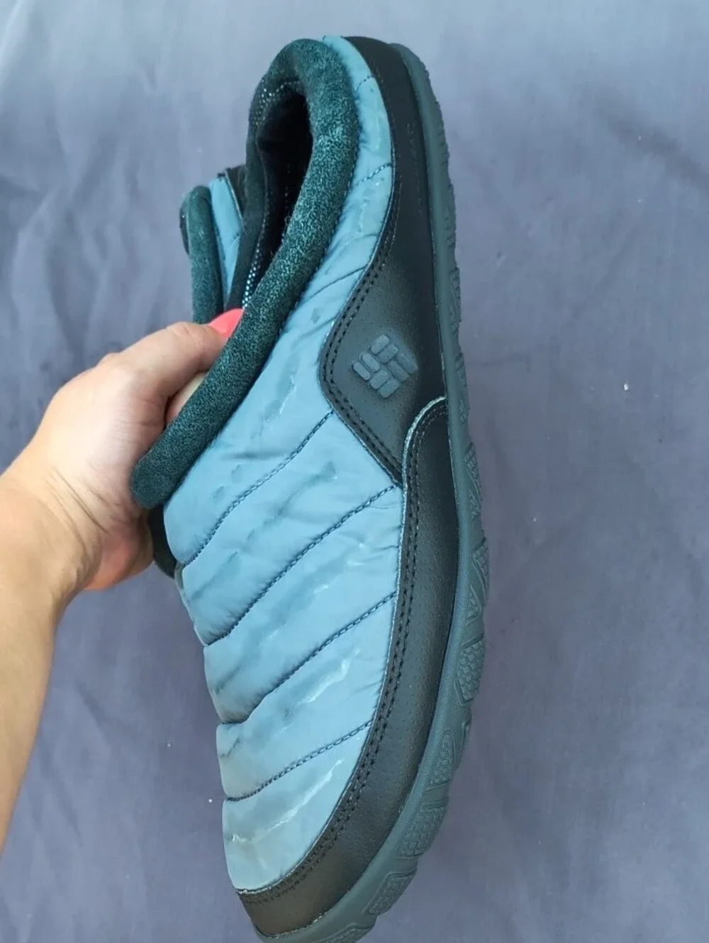 Men's Puffer Winter Slip-On Shoes in Slate Gray